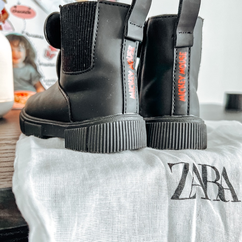 Zara Black Mickey Mouse Boots